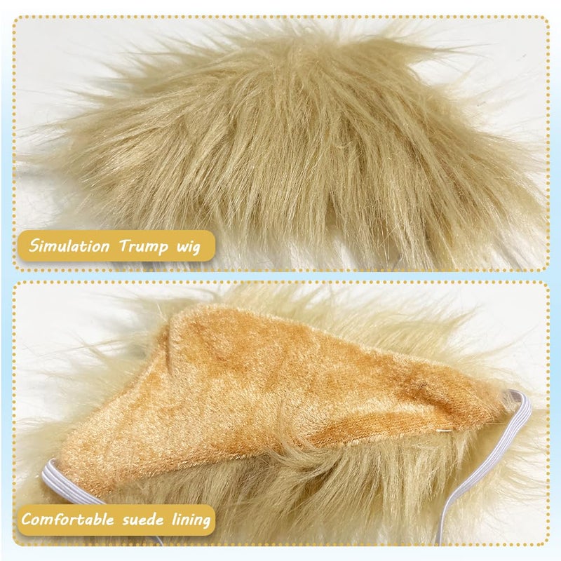 MESINURS Trump Style Pet Costume Dog Wig, Dog Clothes with Collar & Tie Head Wear Apparel Toy for Halloween, Christmas, Parties, Festivals (Light Brown with Tie) - Image 4